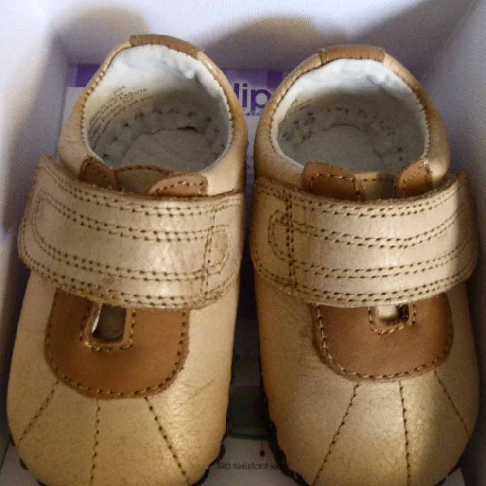 Pediped Cooper 6-12 months infant leather mocs shoes tan brown NWT